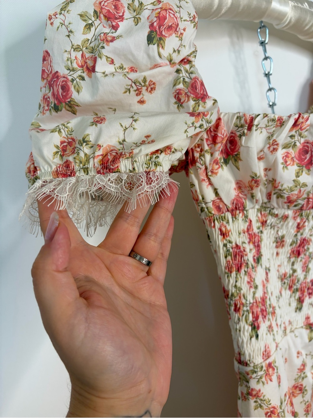 House of CB White Midi Dress with Pink Floral Print - Picture 6 of 8